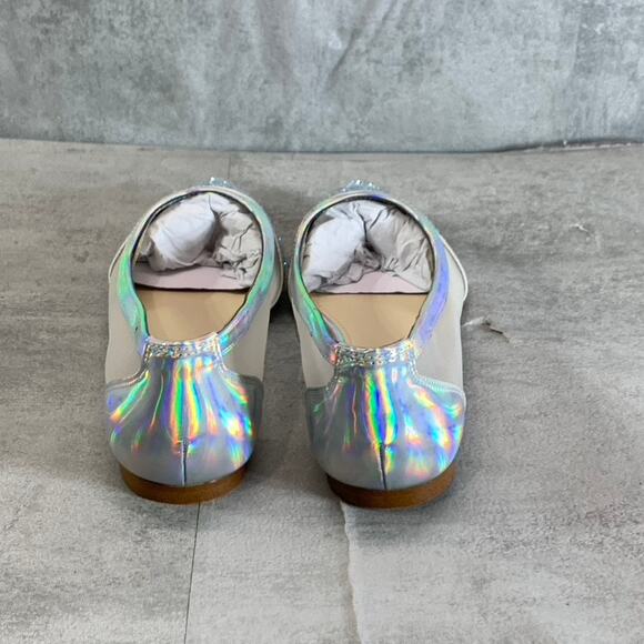 NINE WEST Women's Silver Bogus Rhinestone Embellished Pointed-Toe Mesh Flats SZ7 - Picture 5 of 9